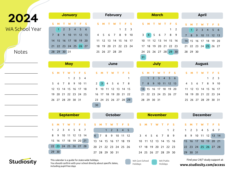 School terms and public holiday dates for WA in 2025 Studiosity